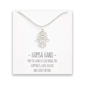 Hamsa Hand Necklace – Fetima Pendant – Silver