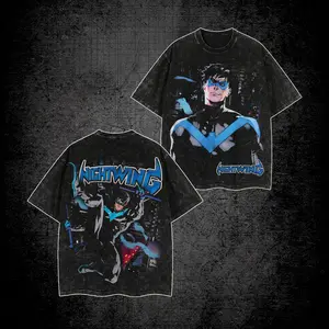 Nightwing High-Quality Washed T-Shirt, Dick Grayson Graphic Shirt, Robin Comic T-Shirt, Character Comics Fans Shirt, Superhero T-Shirt, Comic Book Fans T-Shirt, Superhero Graphic Tee