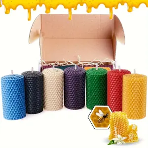 Beeswax Candle Set, 7 Counts/set Colorful Candle, Home Decor Candle for Dinner, Church, Party and Meditation, Candle Gift Set