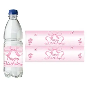 Bow Knot Water Bottle Labels, 20 Sticker Decals for Festive Parties, Perfect for Drink Decoration and Gift Wrapping, Birthday Party Supplies