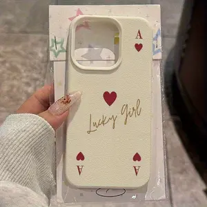 Creative red heart letter A pattern lychee texture mobile phone case, suitable for iPhone17/16/15/14/13/12/11/X/XS/XSMAX, with fresh style, it is a great Christmas gift for friends, family and yourself., Accessories, Tpu, Fits Iphone