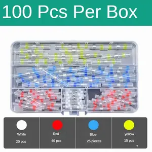 100 Piece Solder Sealed Wire Connector Kit, Appliance Repair Car Motorcycle Boat Use Heat Shrink Splice Connectors Insulated Waterproof Solder Strips Electrical Terminals