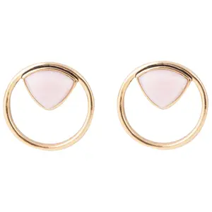 Barse Artisan Crafted Circle Pink Opal Stud Earrings