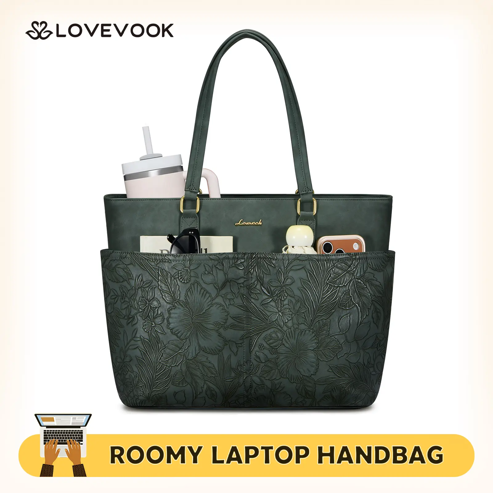 LOVEVOOK Laptop Tote Bag for Women, 15.6 inch Laptop Work Bags for Teacher/Nurse，Large Computer Bag for Office,TikTokShopBackToSchool