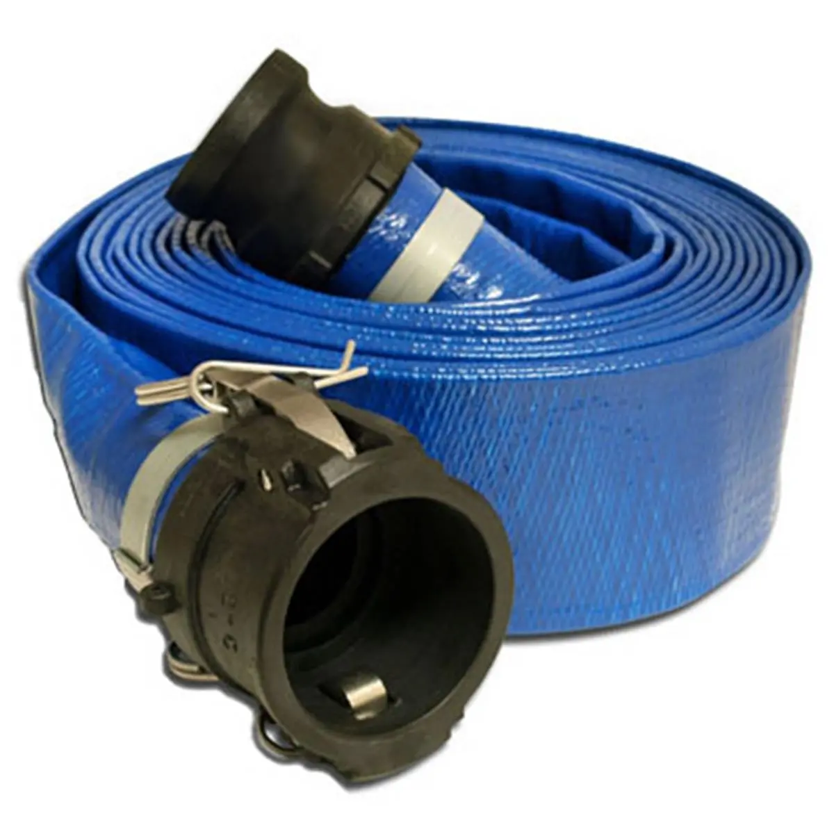 Apache 98138044 Coupled PVC Discharge Hose - 2x25 ft, 2 in. Tube & Cover, Poly C x E Assembly, 70 lbs Chemical Duty, -5°F to 130°F, Mildew-Proof, Non-Water-Absorbing, Lightweight, Agricultural/Construction Use, Band Clamp-Secured Ends, Chemicalresist