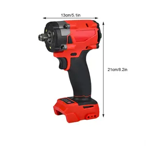 High-power lithium-ion impact wrench, compatible with 18V batteries; cordless, brushless electric wrench; bare tool/tool set combo; suitable for home repairs/DIY; easily removes bolts/screws; ideal for automotive maintenance.