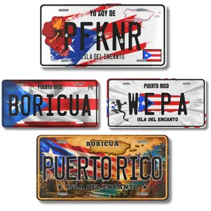 PUERTO RICO Decorative License Plate - 12x6 Inches, Corrosion-Resistant Aluminum,  Flags, Limited Edition, Easy Installation