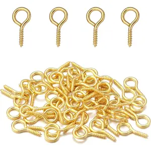 0.55inch/7X14mm Gold Tone Threaded Screw Eye Pins Hooks Eyelets Clasps for DIY Jewelry Making 200 pcs/lot