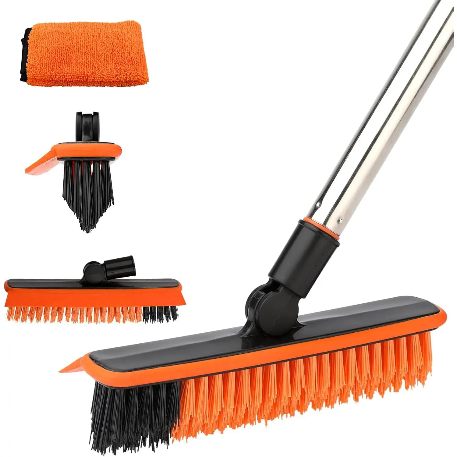 2 in 1 Floor Scrub Brush Grout Brush with 57.8" Long Handle, 120? Rotatable Shower Tile Grout , V-Shaped Corner Brush for Hard to Reach Areas