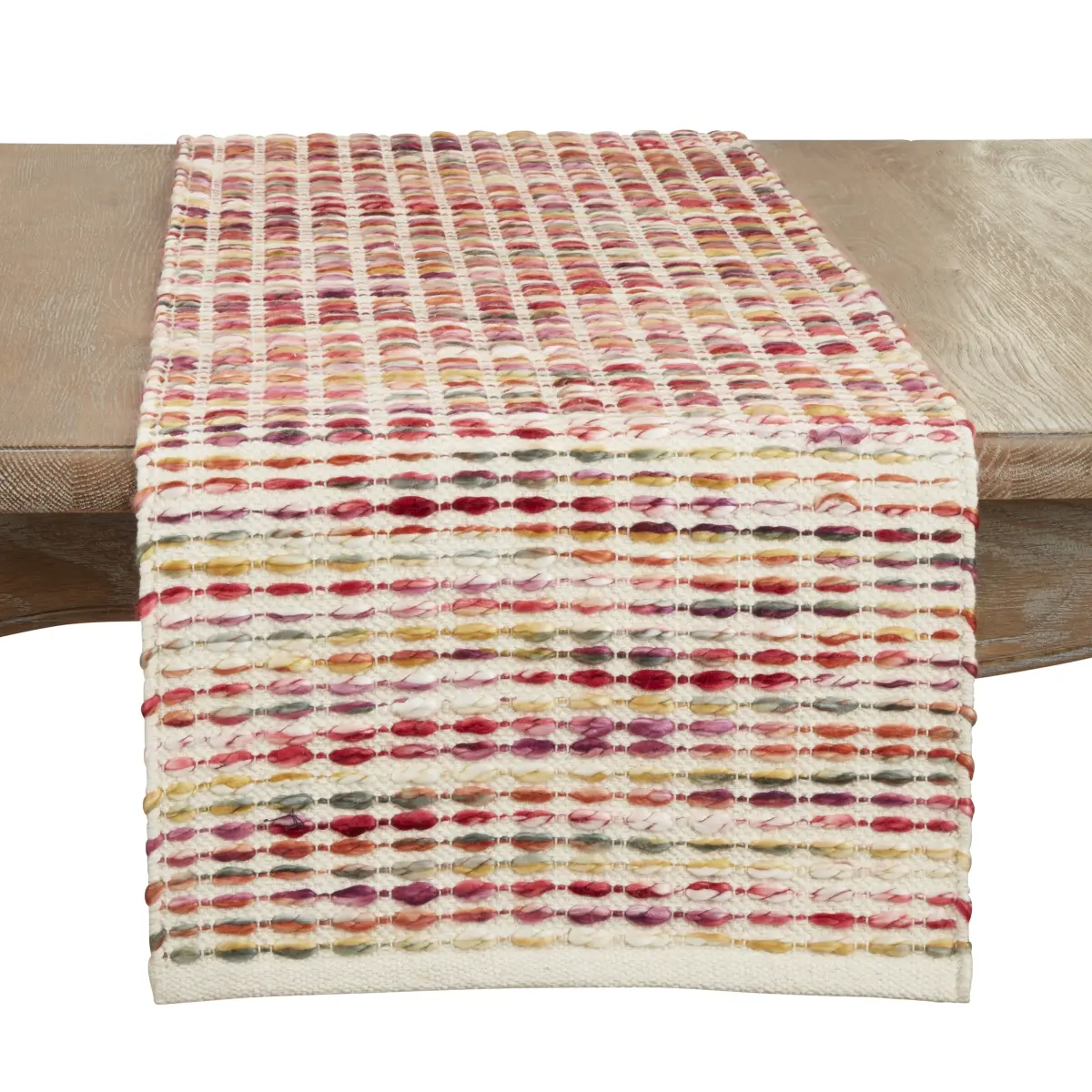 Saro Lifestyle 824.M1672B 16 x 72 in. Woven Rainbow Stripe Delight Table Runner, Multi Color