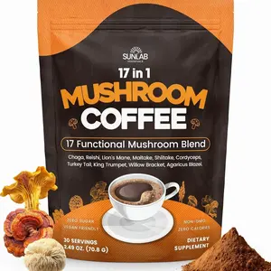 Organic Mushroom Coffee 17 Functional Mushroom Blend (Lion's Mane, Reishi, Chaga, Cordyceps, Turkey Tail & More) Gourmet Arabica Instant Coffee for Immunity, Focus & Energy - USA Made - 30 Servings