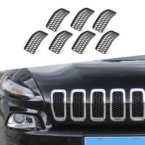 Front Grille Inserts, Mesh Trim Ring Net Cover for 2014-2018 Jeep Cherokee