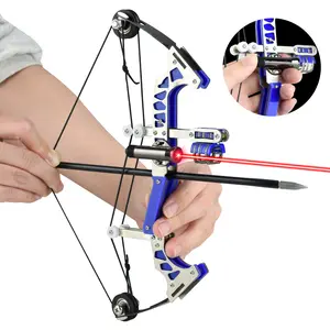 Mini Archery Bow Set 9.8" Compact Design Left & Right-Handed General Metal Material with Catapult Function for Shooting Practice Archery Entertainment Fun Holiday Gifts