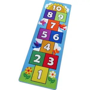 Hop and Count Hopscotch Rug,  Floor Play Area Rug  Carpet Crawl Jump Mat,  Numbers Learning Non-Slip Rug,  for Ages 3 to 7 Boys Girls, Home Decor, 26''x55''