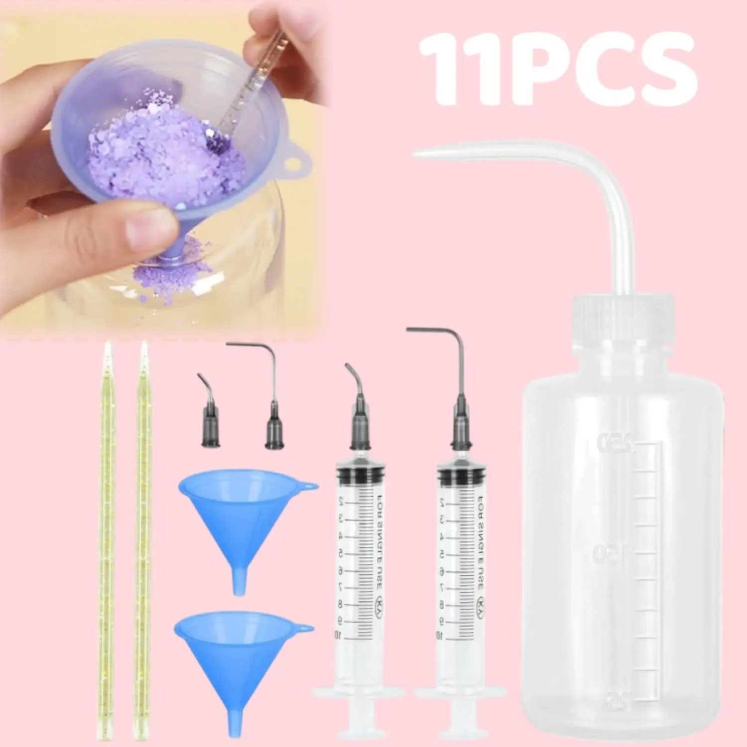11 Pcs Snow Globe DIY Craft Kit with Squeeze Bottle,Funnel,Syringe & Glitter Filling Tools - Durable Complete Set for Homemade Snow Globes,DIY Home tools,Hand tools,tool kit set,Summervibes