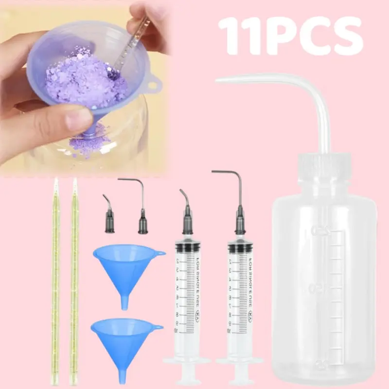 11 Pcs Snow Globe DIY Craft Kit with Squeeze Bottle,Funnel,Syringe & Glitter Filling Tools - Durable Complete Set for Homemade Snow Globes,DIY Home tools,Hand tools,tool kit set,Summervibes