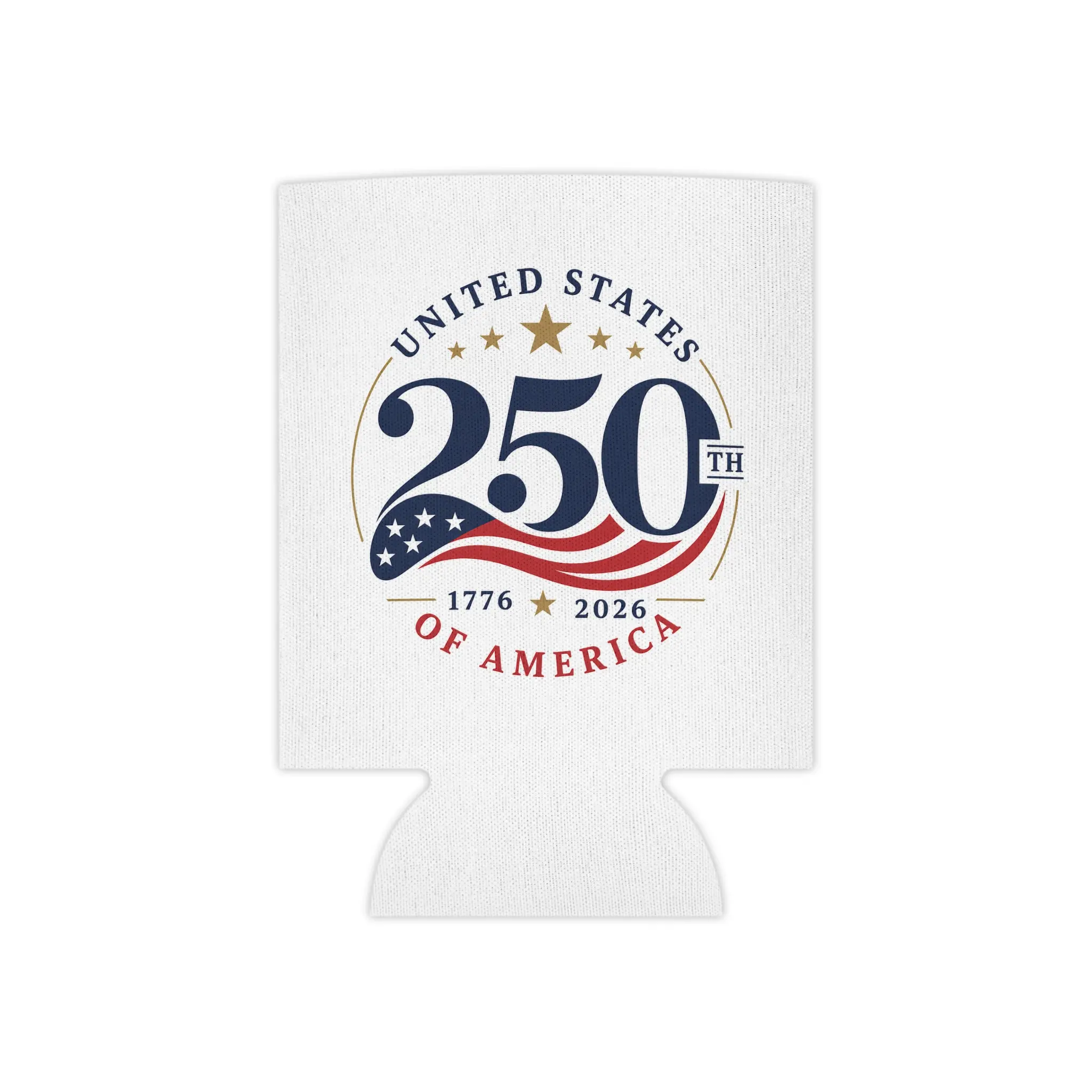 Reusable Insulation Foam Regular (3.5" x 4.3") Can Cooler - Lightweight, Edge-to-Edge Bold Print, 1776-2026 US 250th Anniversary Patriotic Design, Quick-Drying, Ideal for Beach, Backyard Barbecues