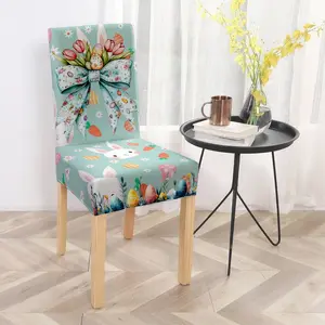 2pcs/4pcs/6pcs New Polyester 2D Flat Printed Chair Covers, Stretch Dining Chair Slipcovers for Kitchen, Living Room & Home Decor. Easy to Install, Removable, Washable, All-Season Universal.