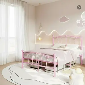 SA-Garvee Metal Bed Frame with Heart-Shaped Decorative Headboard and Footboard, Heavy Duty Metal Slat Support, Mattress Foundation/Under Bed Storage/No Box Spring Needed/Easy Assembly, Available in Twin, Twin XL, and Full Sizes, Multiple Colors