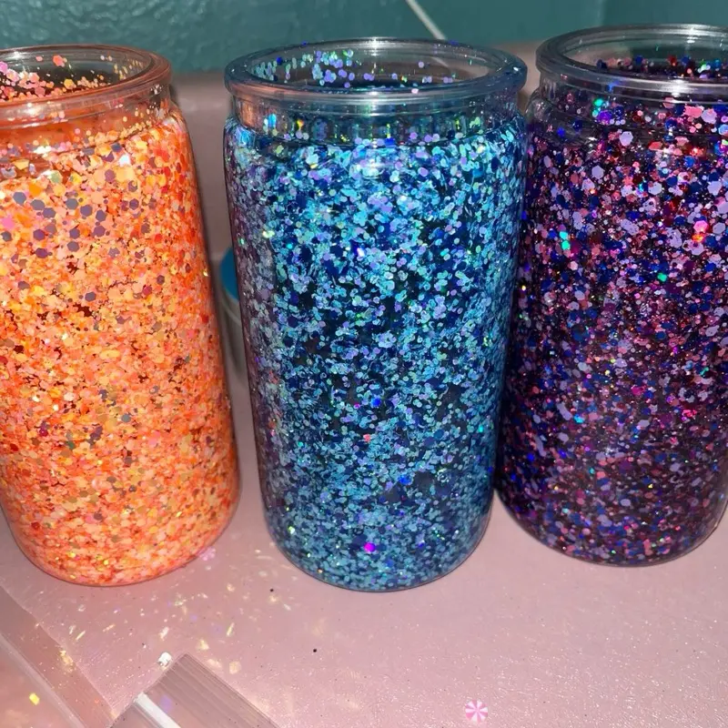16oz glitter cup (1) , lava or cat eye live claim pick design