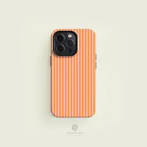 Striped Pink on Orange Tough Phone Case