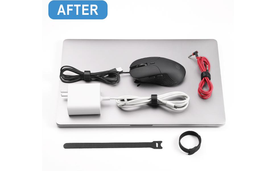 100 PCS 8 Inches Reusable Cable Ties | Adjustable Cord Wraps, Cable Straps | Hook & Loop Cord Organizer, Cable Management