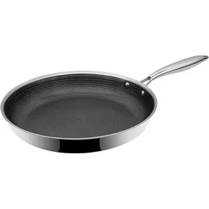 BE LIVING Circlad Series 12 inch 30 cm Fry Pan Ceramic Nonstick PFAS-Free Triply Stainless Steel Induction Compatible Even Heat Distribution