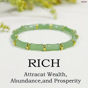 Women's Adjustable Chinese-Style Lucky Bamboo Knot Beaded Bracelet, Crystal Feng Shui Charm, Lunar New Year Gift, Daily Wear Fashion Costume Jewelry Accessory, Beaded Bracelets