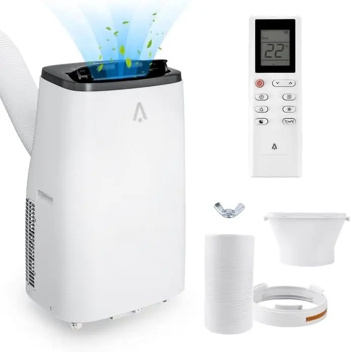 14000BTU Portable Aircon with Casters Wheels, Quiet Multi-Mode AC Unit - Cool, Dehumidifier & Fan Modes, 24-Hour Timer, Window Kit for Single Room Cooling Up to 700 sq ft, Remote Control Included, Aircon Cooler
