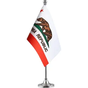 GentleGirl.USA California State flag Californians CA Flag, Small Mini California State flag Desk Flag stick Office Table Flag on Stand Base,Festival Events Celebration,home decoration