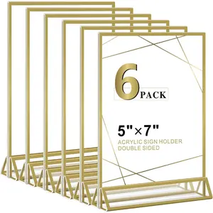 Sign Holder 5x7 -   Double-Sided Picture Frame Display Stand, Clear Table Tent Menu Holder & Plastic Paper Holder - Vendor Booth Display Items for Wedding Business Store Party