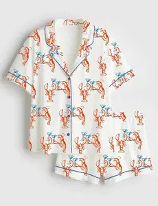 Lobster Martini Pajama Set, Unisex Coastal Summer Sleepwear