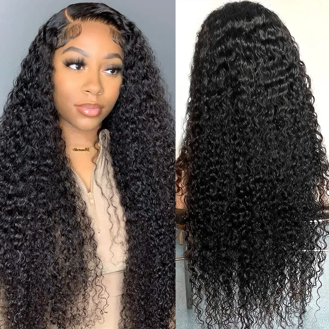 NuLook Hair 13x4 Transparent Lace Front Water Wave Wig Pre-Bleached Knots 180% Density Brazilian Human Hair with Natural Hairline for Women's Fashion #wigtok #Blackgirl #SpringFreshness Curly Wig Lace Frontal Pre Plucked Wigs