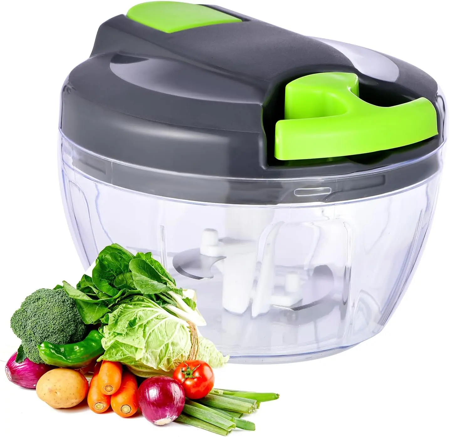 Manual Food Processor Vegetable Chopper, 500ml Hand Pull String Food Chopper, Portable Garlic Mincer & Onion Cutter for Vegetables, Fruits, Nuts, Herbs & Ginger, BPA-Free Kitchen Food Chopper