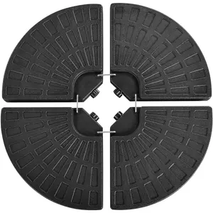 Costoffs 52L Fillable Patio Umbrella Base Stand, 4-Piece Interlocking Fillable Plates, Outdoor Offset Patio Parasol Base, Black
