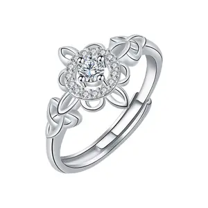Silver Zircon Celtic Knot Ring Daily Wear Holiday Gift Wedding Ring
