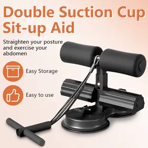 Ab & Core Trainer: Dual Suction Foot Holder Sit-Up Bar with Resistance Band