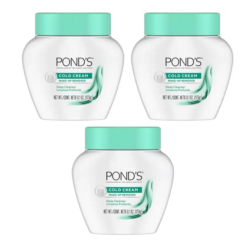 POND'S Cold Cream, Skin Care Facial Cleanser for All Skin Types, Deep Moisturizing Face Wash & Makeup Remover, 6.1 oz, 3 Pack
