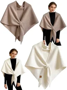 Lazy Style Women's Triangle Scarf for Fall and Winter, Warm Neck Protection Fashion Shawl in Solid Color, Oversized Cozy Wrap for Chic Looks, Textured Blanket Scarf, Fluffy Soft Scarf