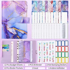1Set A6 Binder Envelope Money Saving Challenge Binder 6-Hole Loose Leaf Notebook Cash Budget Budget Binder A6 Cash Envelope Money Saving Binder with Zipper Envelope Cash Envelope for Budget Saving Challeng