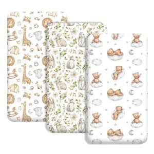 Baby Bed Fitted Sheet, 3 Counts/set Waterproof Baby Bed Mattress Cover, Soft Breathable for Baby Boys & Girls, Bedding Supplies, Fitted Crib Sheets