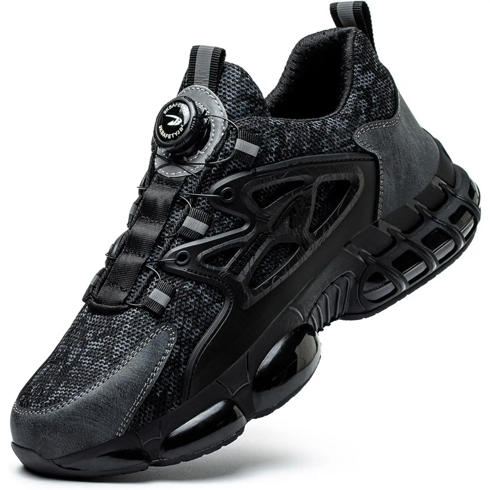 Winter Men's Steel Toe Shoes ANSI-Certified Indestructible Puncture-proof Safety Sneakers Lightweight Non-slip Construction Work Footwear with Rotating Button Comfortable Closed Toe Security Shoes