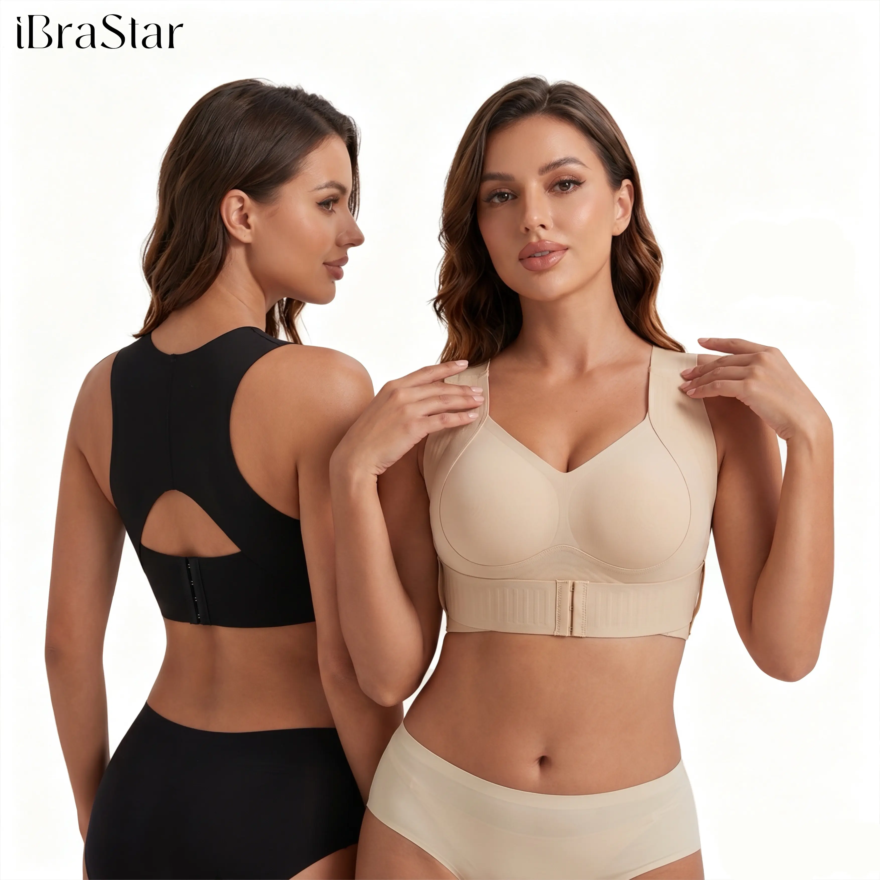 Posture Corrector Bra,2-in-1- SupportiveShapewear for Back Pain Relief & ShoulderSupport for WomenUnderwearSeamless,Adjustable Support forBack& Shoulders