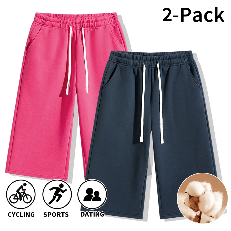 2-Pack Men’s Semi-Cotton Athletic Sweatpants with Drawstring Elastic Waist and Side Pockets, Relaxed Fit, Ideal for Workouts, Cycling, Dates, Everyday Casual Wear, and Lounging at Home