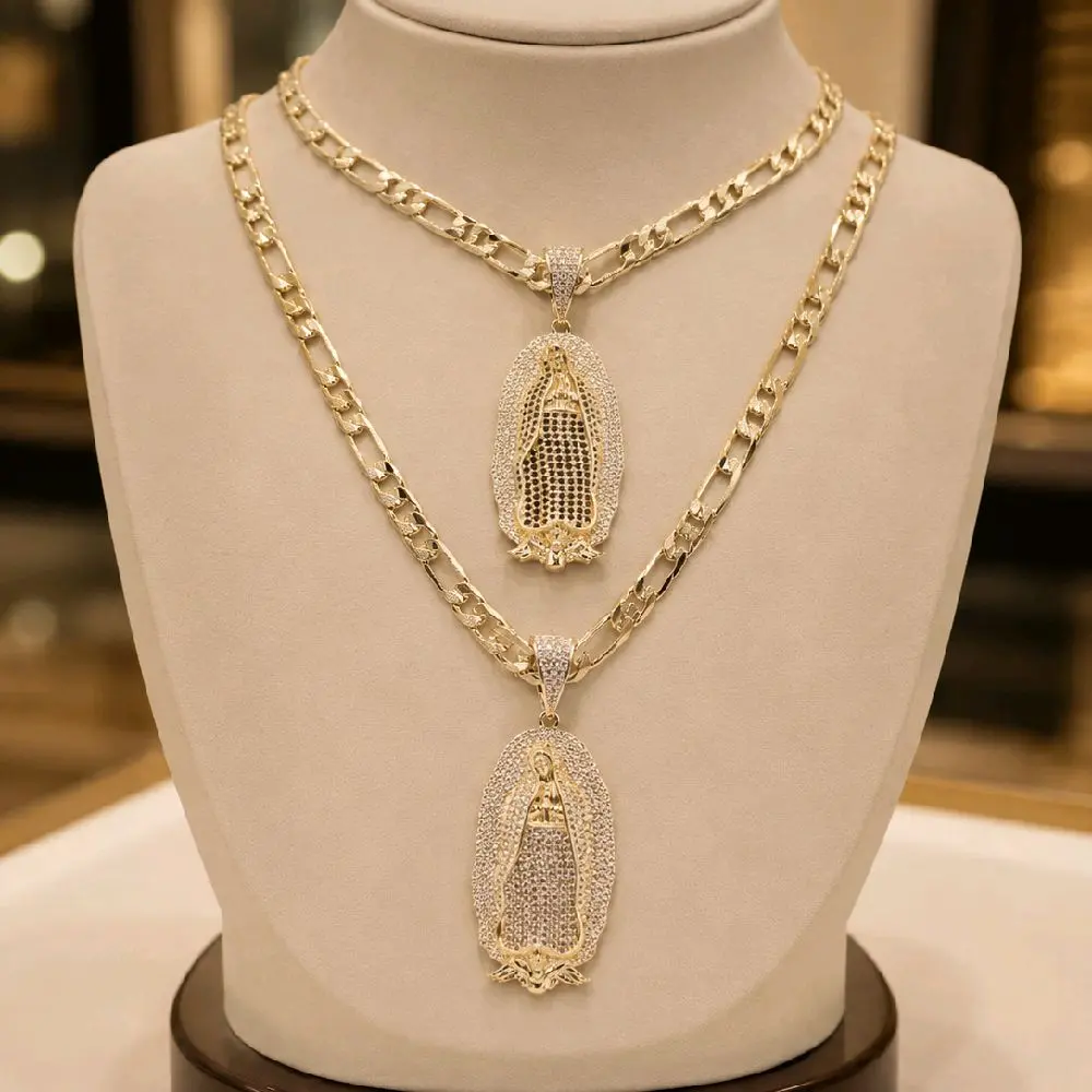 (75)  2" inches virgen diamante  pendant with chain 8mm 24 inches.