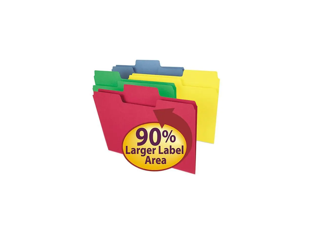 Smead 11987 SuperTab Colored File Folders, 1/3 Cut, Letter, Assorted, 100/Box