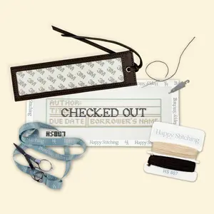 Happy Stitching - Checked Out Needlepoint Bookmark Kit - Self Finishing Needlepoint Craft Kit - Gifts for Book Lovers