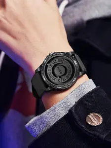 Men's Street Style Fashion Round Dial Roman Numerals Magnetic Quartz Watch, Casual Trendy Magnetic Watch, Casual Trendy Wristwatch, Fashion Accessories for Daily Wear, Casual Analog Watch, Alloy Quartz Watch