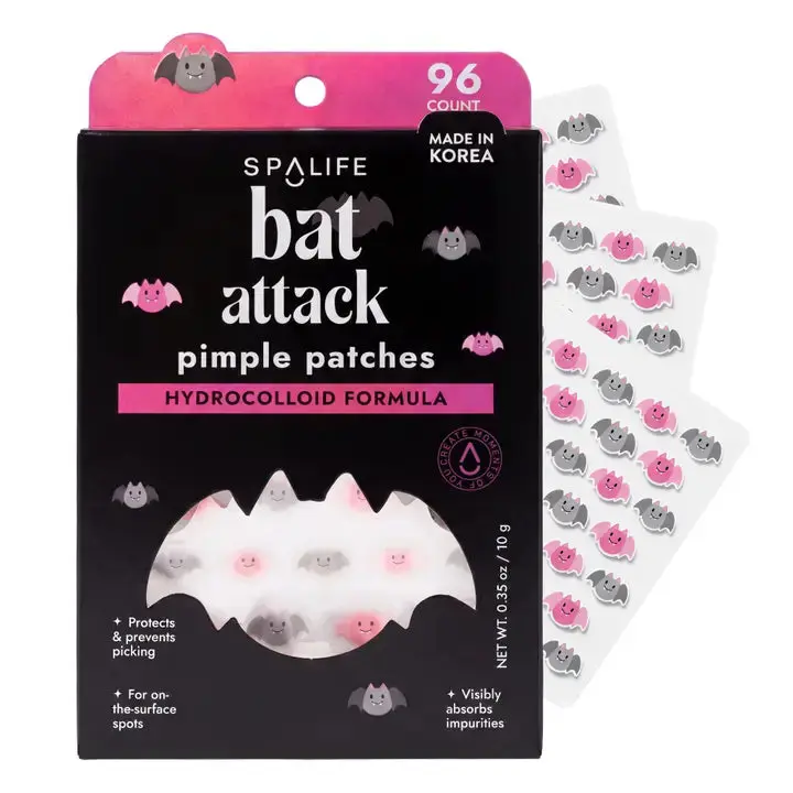 Bat Attack Hydrocolloid Acne Pimple Patches - Goth Halloween Facial Skincare, Skin Repair Solution, Ideal Gift for Acne-Prone Skin