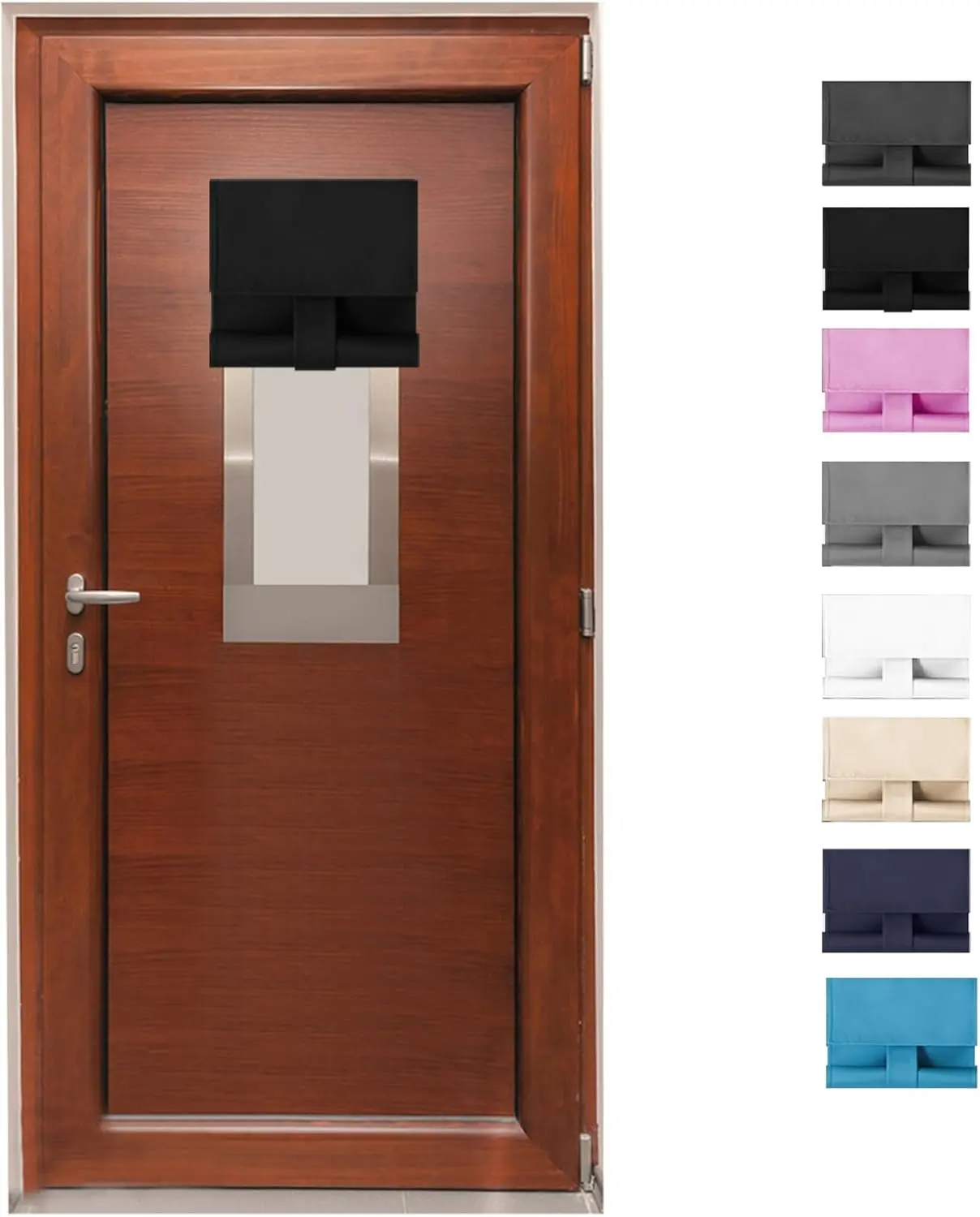 Classroom Door Window Cover School Small Curtains Self Room Darkening No Blackout Shades W 9.8 Inch X H 39 Inch (1, Black)